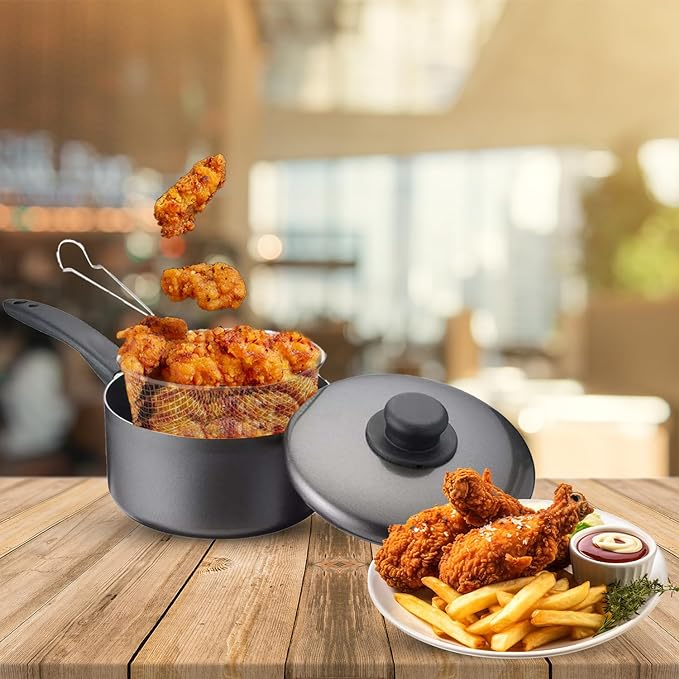 Non-Stick Small Chip Pan, Cookware Pot with Basket - OneBag
