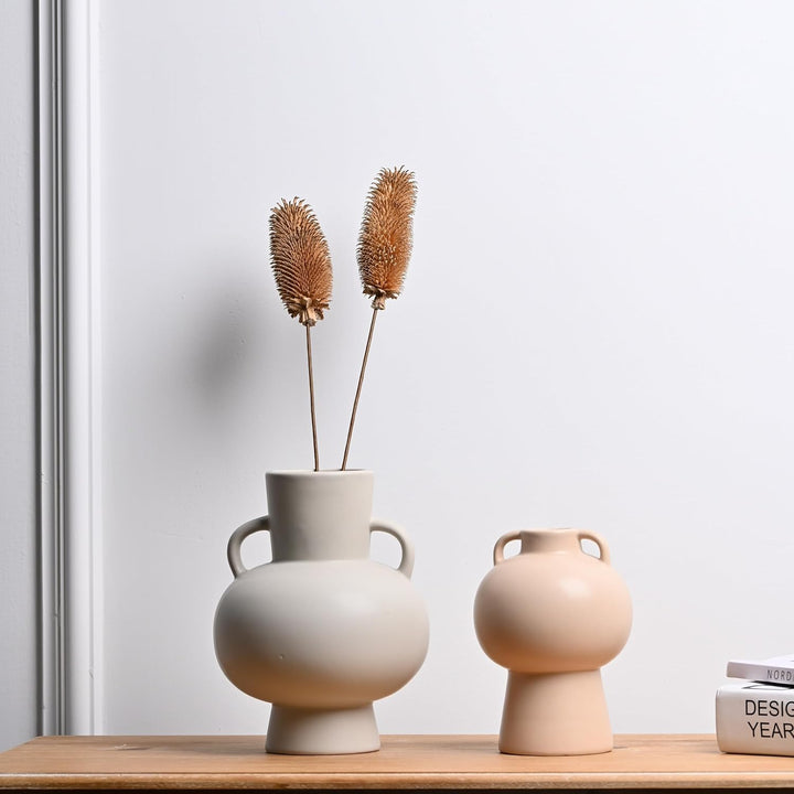 2 Pcs Ceramic Flower Vase, for Modern Boho House, Living Room, Table, Office - OneBag