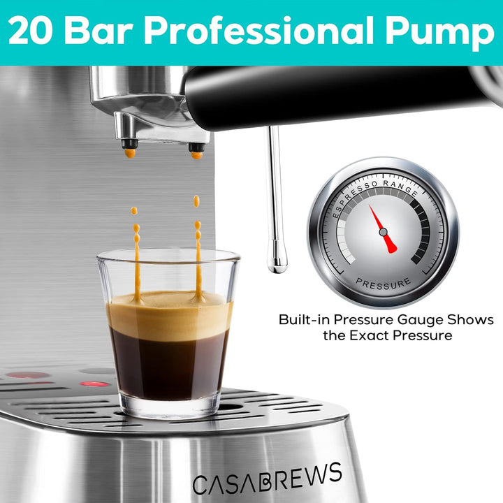 20 Bar Coffee Machine with Steam Milk Frother 1L Removable Water Tank, Espresso, Cappuccino and Latte Machine - OneBag