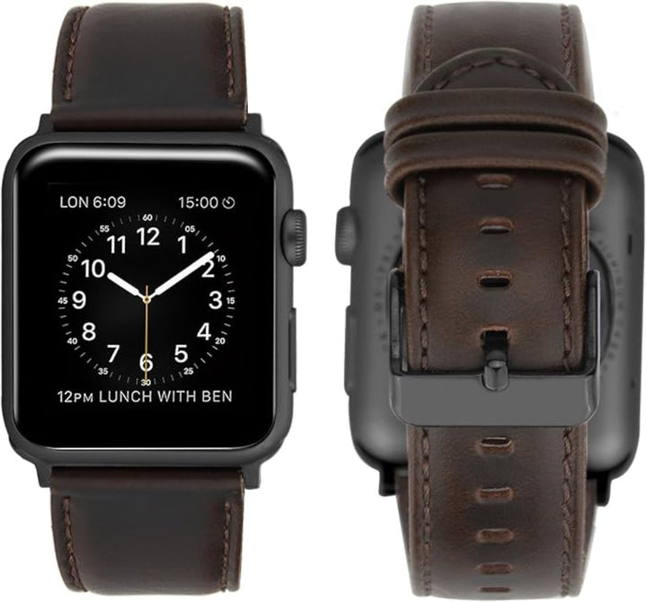 iBazal 42mm 44mm Wrist Bands Compatible with iWatch Series 5 4 3 2 1 Straps 44mm 42mm Leather Watch Replacement Wristbands Belt- Brown - OneBag