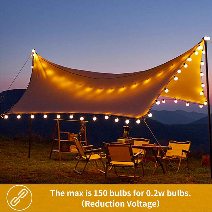 Outdoor String Lights 200ft Mains Powered Garden Festoon Lights Warm White