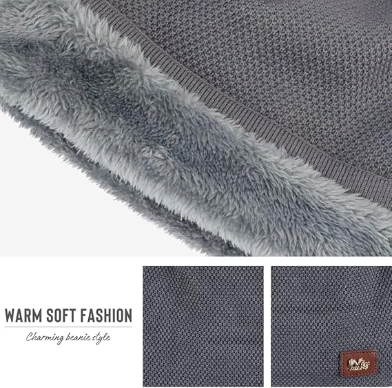 JFAN Beanie for Men and Women Beanie Knitted Winter Chunky Beanie Crochet Hat Grey - OneBag