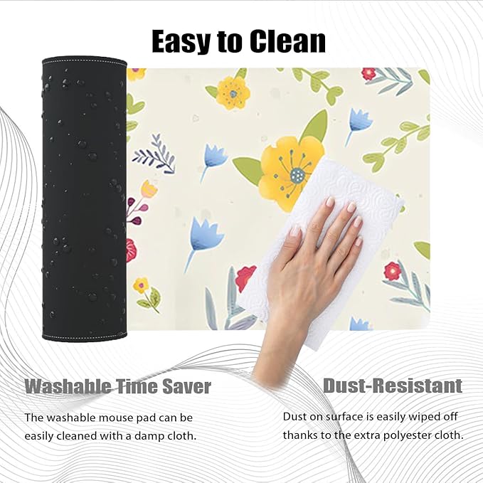 Desk Mat, Stitched Edge Waterproof Smooth Surface, Premium Mousepad with Non Slip Rubber Base - OneBag