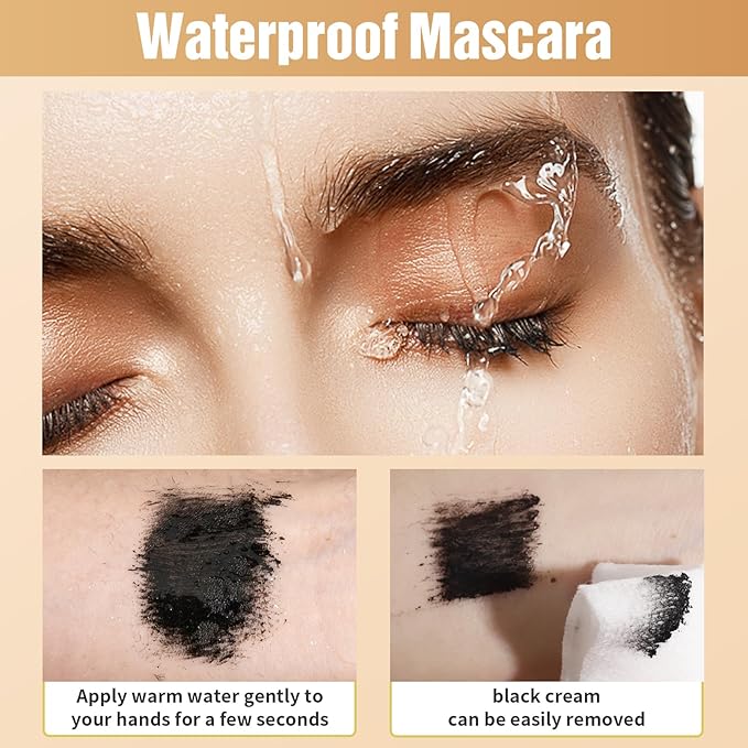 Incisite Mascara Black, Double Head Fiber Lash Mascara, Long-Lasting Waterproof Mascara, Long Thick & Voluminous Lash Mascara for Natural Eye Makeup, Clump-Free - OneBag