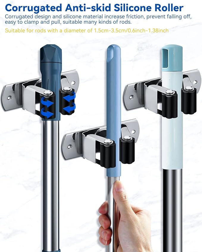 6 Pcs Wall Mounted Broom Holder - OneBag