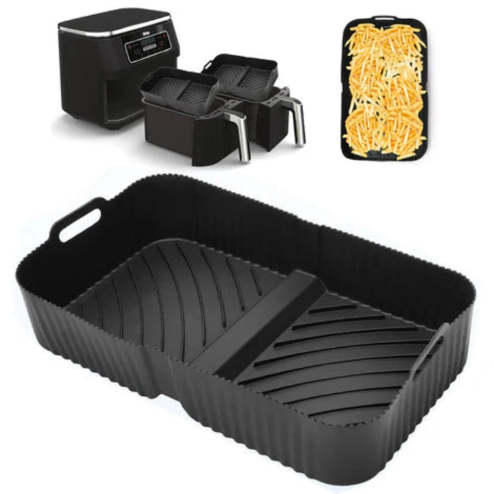 Black Reusable Dual Air Fryer Liner, Airfryer Accessories- L - OneBag
