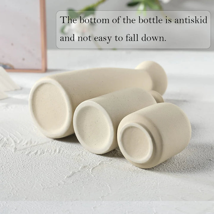 3 Pcs Ceramic Flower Vase, for Modern Boho House, Living Room, Table, Office - OneBag