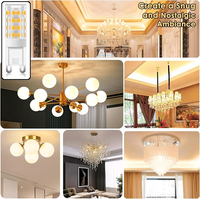 5 Pcs G9 LED Bulbs, 5W 450LM (Equivalent to 40W Halogen), 2700K Warm White, AC 85-265V Wide Voltage, 360° Beam Angle, Non-Dimmable Energy Saving G9 Light Bulbs - OneBag