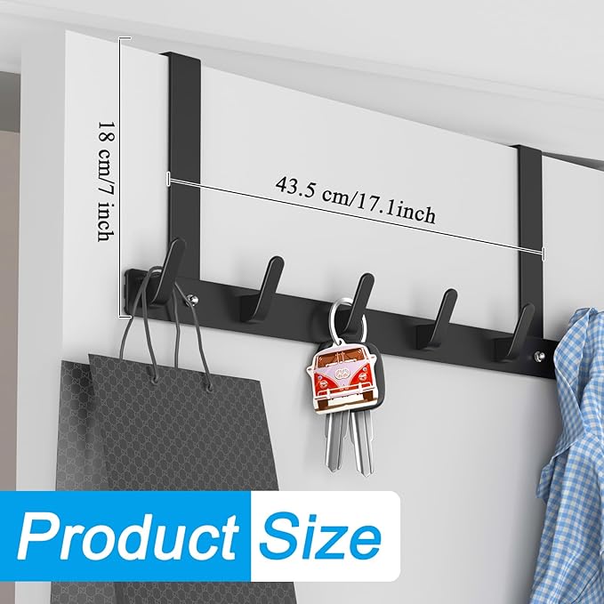 Gerhannery Door Coat Hanger, Heavy Duty Over The Door Hooks, Space Saving Over Door Hanger, Over Door Coat Hooks for Clothes - OneBag
