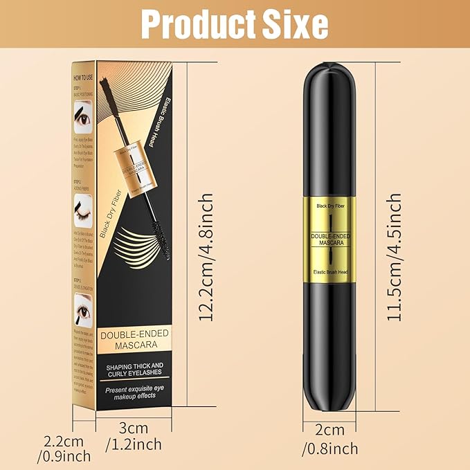 Incisite Mascara Black, Double Head Fiber Lash Mascara, Long-Lasting Waterproof Mascara, Long Thick & Voluminous Lash Mascara for Natural Eye Makeup, Clump-Free - OneBag