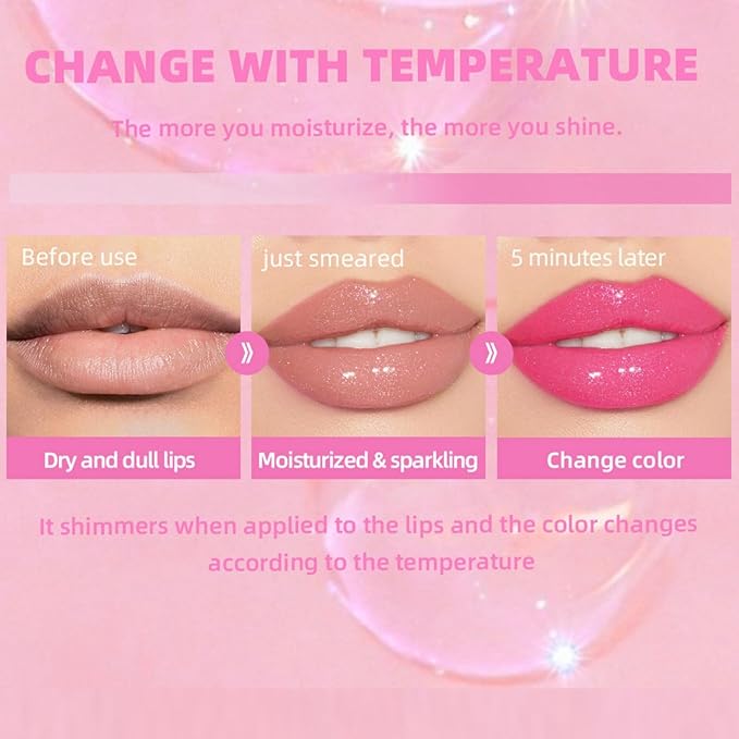 2 Pcs Magic Color Changing Lip Oil, Lip Glow Oil Lip Gloss Set - OneBag