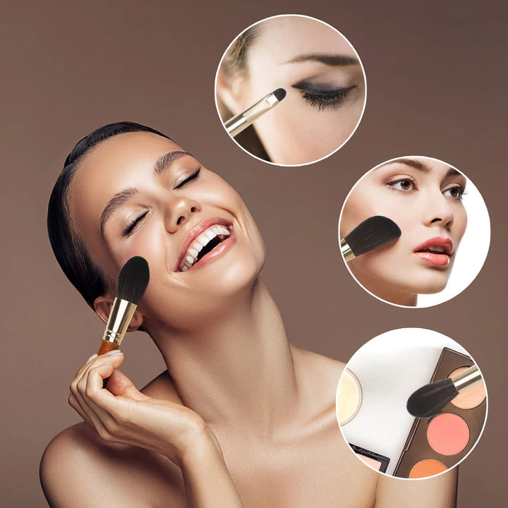 9 Pcs Portable Travel Make Up Brush, Mini Sized Foundation Cosmetic Brushes Kit, Makeup Brushes Set - OneBag