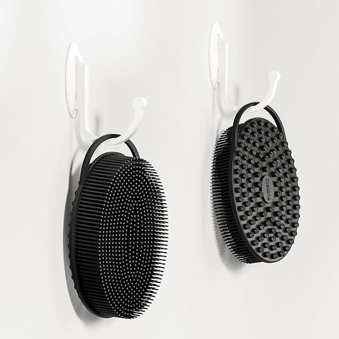 2 Pcs Black Silicone Body Scrubber with Two Sides, Gentle Exfoliating Scrub Cleansing Body - OneBag