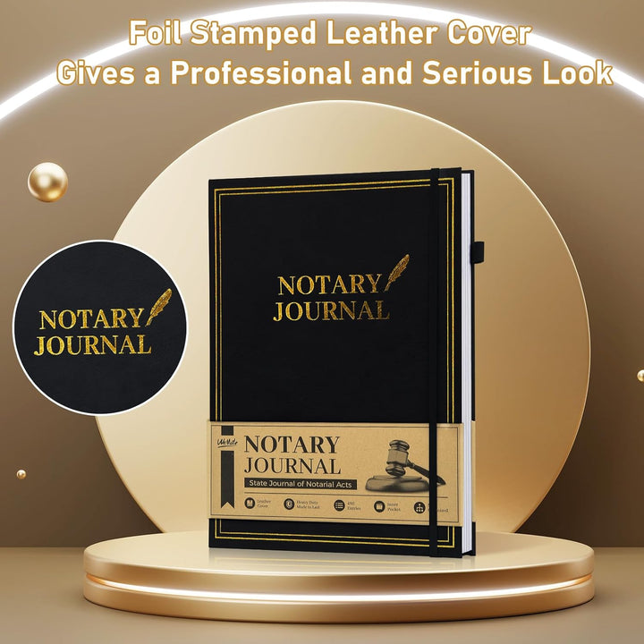 12"x8.5" Notary Journal Log Book with 480 Record Entries, 160 Numbered Pages - OneBag
