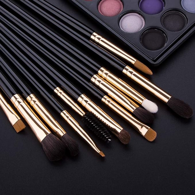 11 Pcs UNIMEIX Black Eye Makeup Brushes, Pearl White Eyeshadow Makeup Brushes Set - OneBag