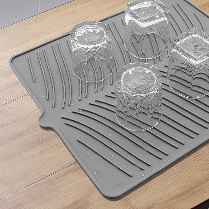 Silicone Dish Drying Mat, Heat-Resistant and Non-Slip Draining Rack, Large Rubber Mat for Drying Dishes and Glasses, 41 x 36 cm - OneBag