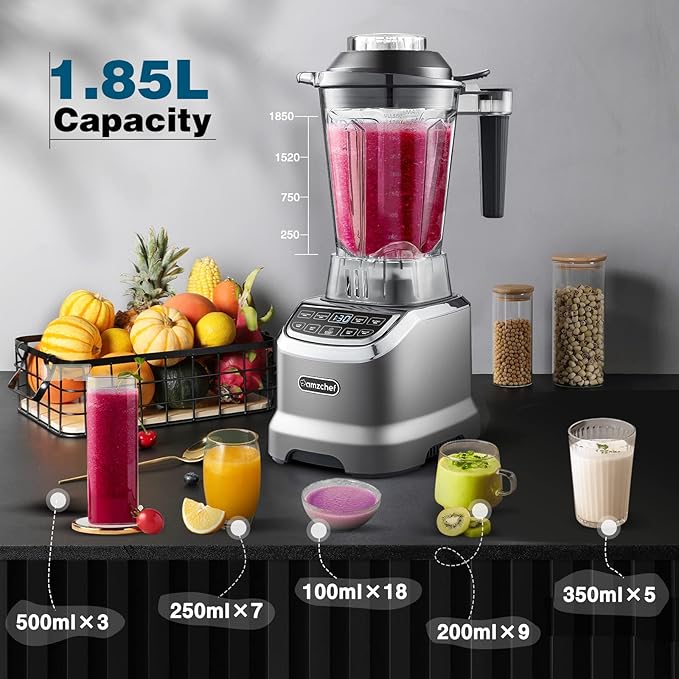 AMZCHEF Blender Smoothie Maker with Two Ways, 2000W Blenders for Kitchen with Smart Panel Control- missing small jar and pusher - OneBag