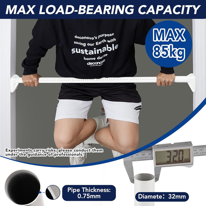 Extendable White Curtain Poles(100-350cm), No Drilling Extra Long Tension Rod for Eyelet Curtains - OneBag
