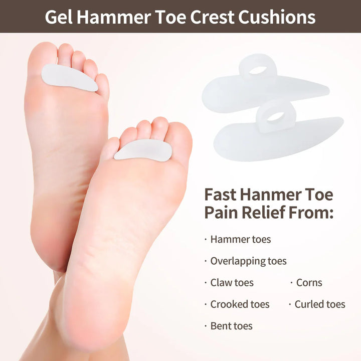6 Pcs Hammer Toe Crest Straightener Gel Toe Support Pad for Overlapping Toes - OneBag
