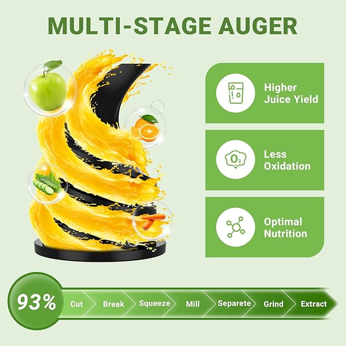 AMZCHEF Silver Whole Fruit Juicer Machines, 80MM Diameter Slow Masticating Juicer, Powerful Cold Press Juicers with Upgrade Auger- 312 - OneBag