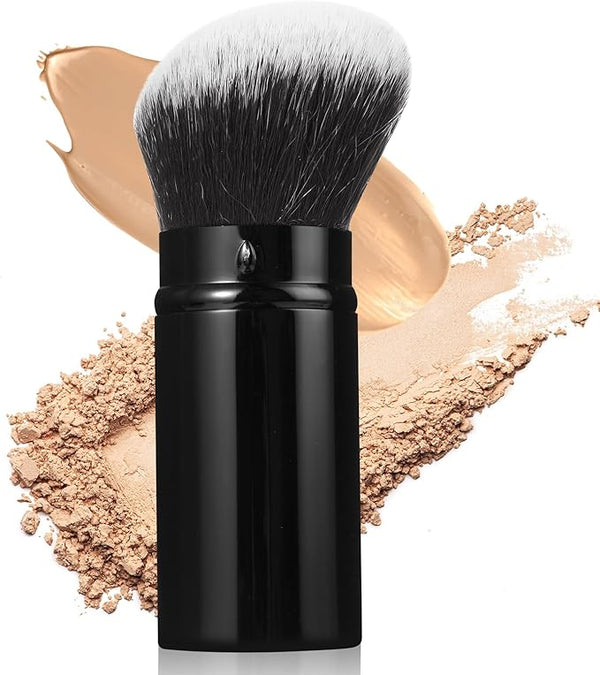 Makeup Brush, Kabuki Face Brushes with Angled Retractable Travel Blush, Kabuki Synthetic Brush Portable