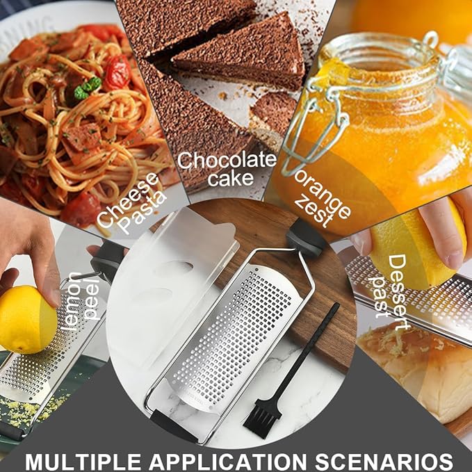 Cheese Grater, Multipurpose Kitchen Cheese Grater, Razor Sharp Stainless Steel Blade Silica Gel Handle Used for Cheese Carrot Chocolate Ginger Garlic Coconut Nuts and Cinnamon - OneBag