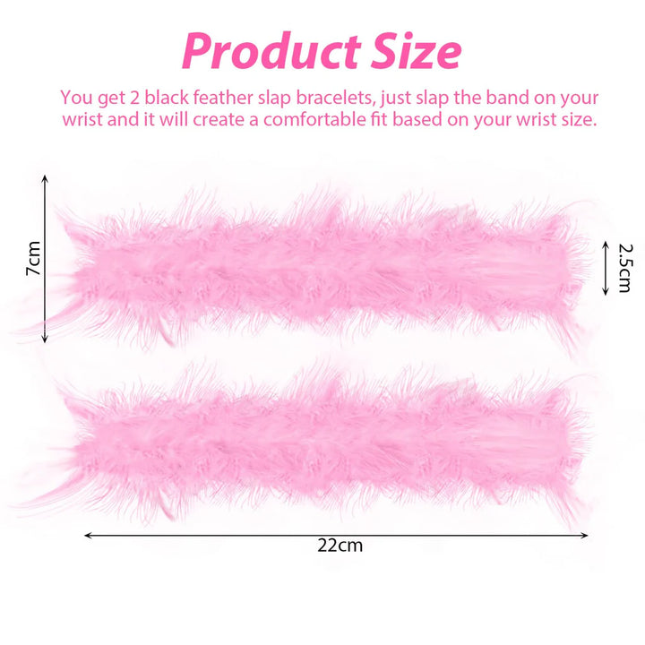 2 Pcs Pink Feather Bracelet Wristlet Women's Accessories Cuff Sleeve Bangle, Hair Accessories - OneBag