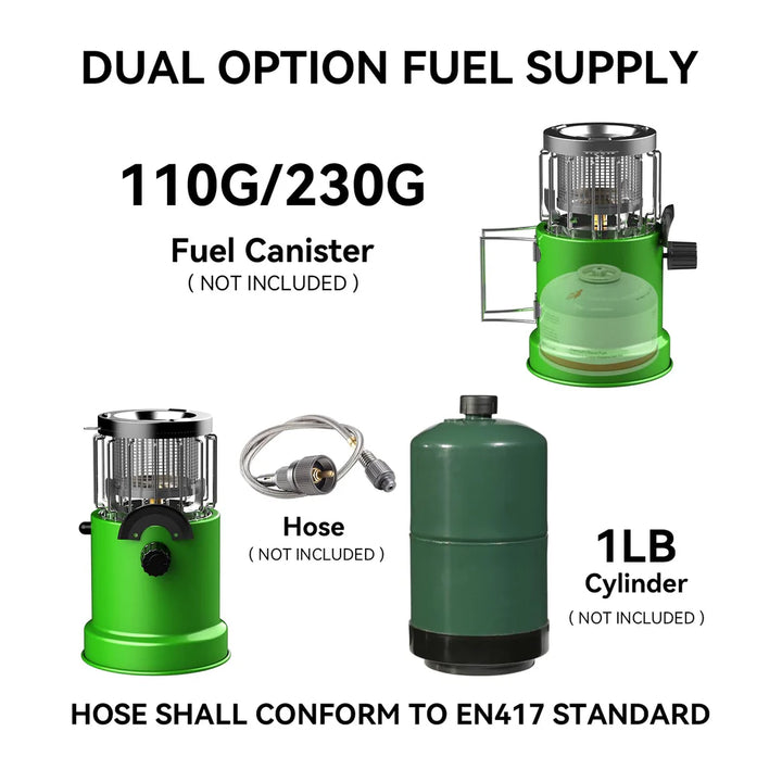 2 in 1 Portable Small Fuel Camp Gas Stove, Trigger Start Tent Heater for Camping - OneBag