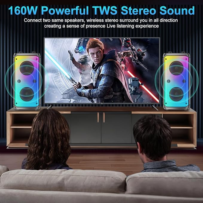 TAMPROAD Karaoke Machine with 2 Wireless Microphones, Portable Karaoke Machine for Adults & Kids, PA System with LED Lights - OneBag