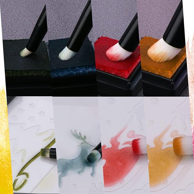 4 Pcs UNIMEIX Mini Blending Brushes for Card Making, Ink Blending Brushes - OneBag