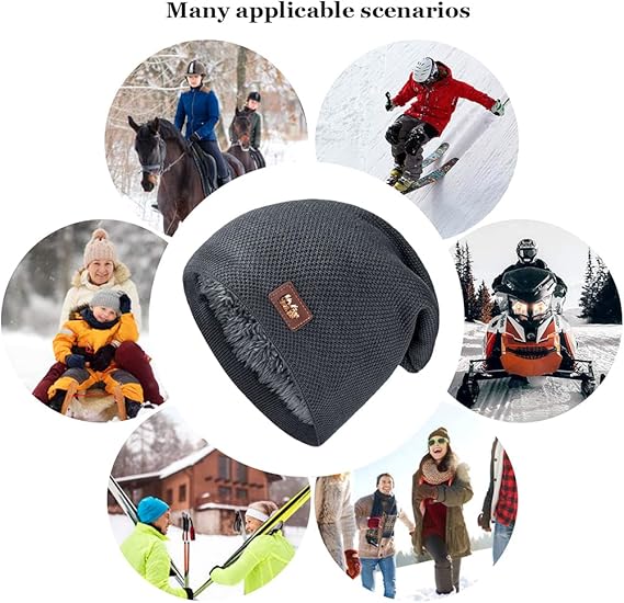 JFAN Beanie for Men and Women Beanie Knitted Winter Chunky Beanie Crochet Hat Grey - OneBag