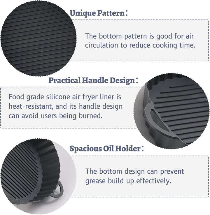 2 Pcs Air Fryer Silicone Liner, Heat-Resistant Round Airfryer Basket Tray for Oven Microwave - OneBag