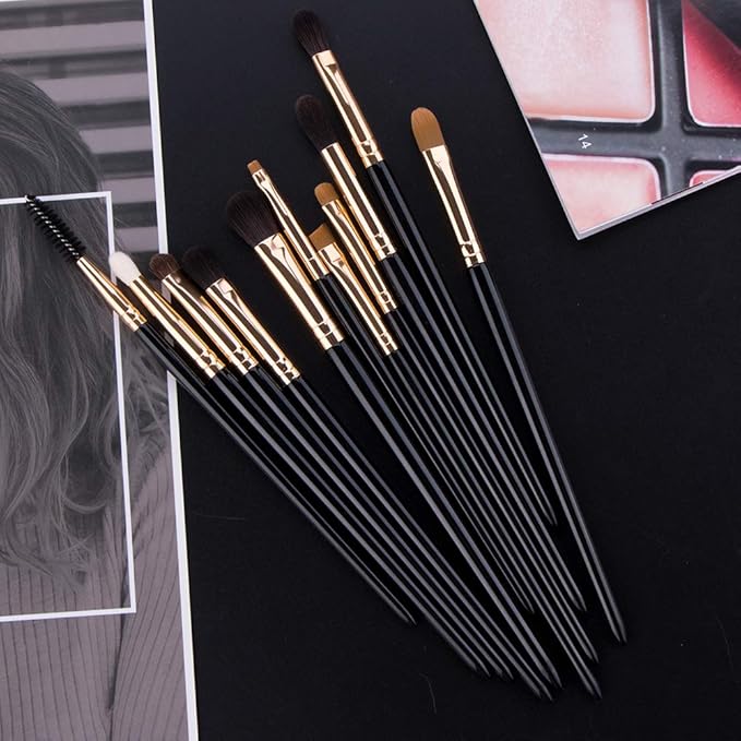 11 Pcs UNIMEIX Black Eye Makeup Brushes, Pearl White Eyeshadow Makeup Brushes Set - OneBag