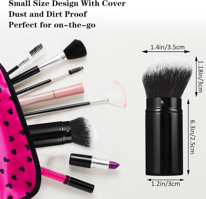 Makeup Brush, Kabuki Face Brushes with Angled Retractable Travel Blush, Kabuki Synthetic Brush Portable - OneBag