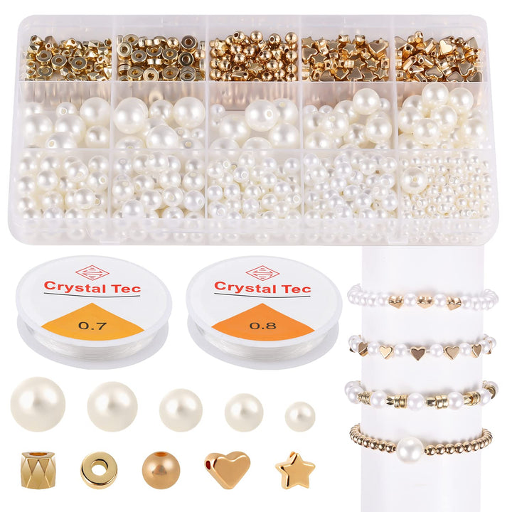 750 Pcs Beads for Bracelet Necklace Jewellery Making DIY, Spacer Beads Set - OneBag