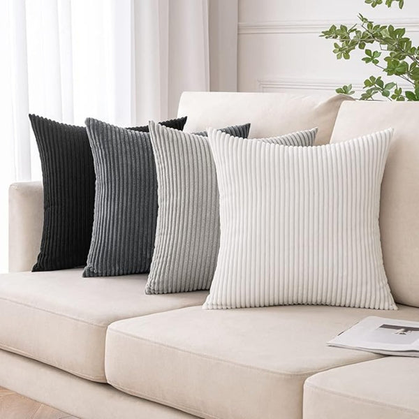 4 Pcs 16x16 Inch Grey Soft Decorative Square Throw Cushion Covers