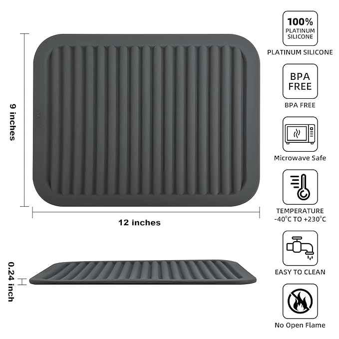 2 Pcs Grey Silicone Heat Resistant Trivets for Hot Pans and Pots
