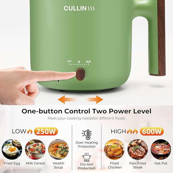 Electric Hot Pot with Steamer, 1.5 & 1.8L Non-stick Ramen Cooker, 2 in 1 Shabu Shabu Hot Pot, Multifunctional Cooker with Overheating Protection for Stew, Noodles - OneBag