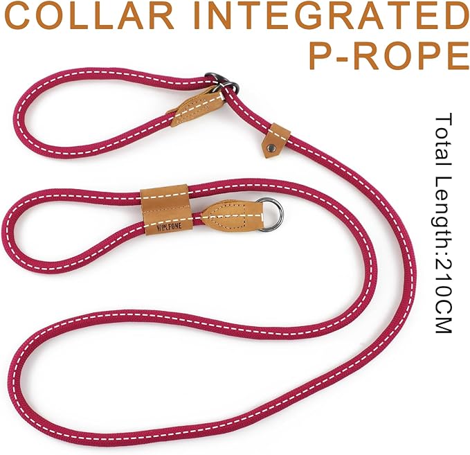 Adjustable Handle Hands Free Slip Lead Dog, 2.1m Lightweight dog leash - OneBag