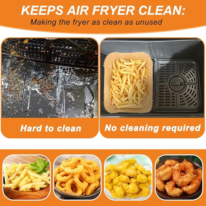 125 Pcs 8.6x5.5 Inch Rectangle Disposable Air Fryer Liners, Parchment Paper Liner for Ninja AF300UK AF400UK - OneBag