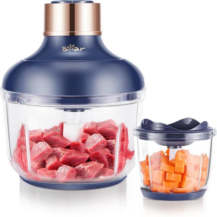 Mini Electric Food Processor & Chopper, 2L and 0.6L Grinder with Stainless Steel Blades - OneBag