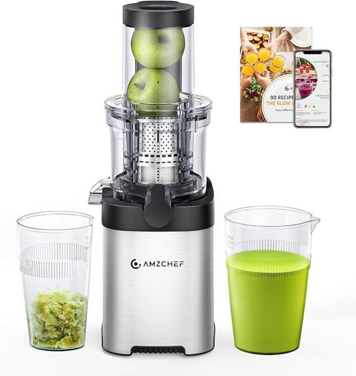 AMZCHEF Juicers Whole Fruit and Vegetable 80MM, Cold Press Juicer Machines with Large Feed Chute- 300 - OneBag