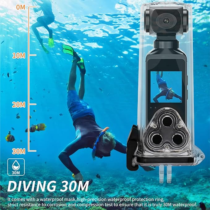 4K 30fps Action Camera, HD Underwater Camera, Pocket Camera Wifi Sports Camcorder 270° Rotatable Anti Shaking with Mic Clip for Riding Diving Shooting - OneBag