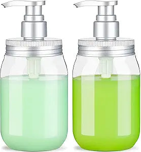 2 Pcs Hand Pump Bathroom Liquid Soap Dispenser Refillable Shampoo Bottle 450ML