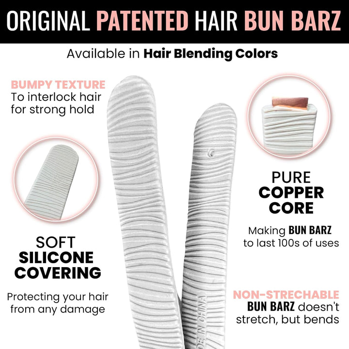 2 Pcs Ponytail Holder Bun Barz, Donut Bun Maker for Easy Hair Styling - OneBag