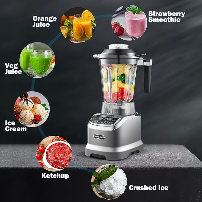 AMZCHEF Blender Smoothie Maker with Two Ways, 2000W Blenders for Kitchen with Smart Panel Control- missing small jar and pusher - OneBag