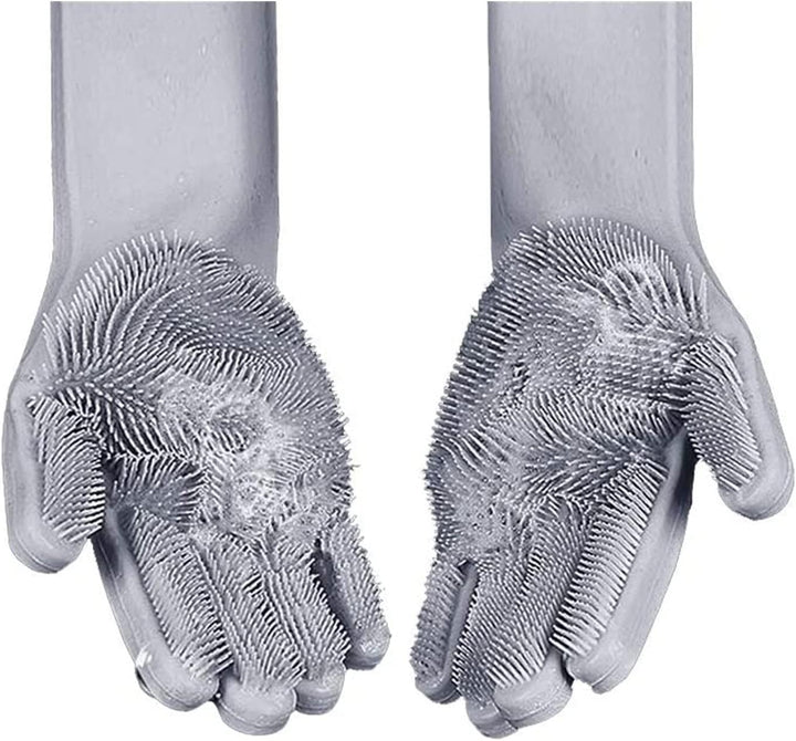 Reusable Silicone Dishwashing Gloves with Latex-like Texture for Kitchen and Bathroom - OneBag