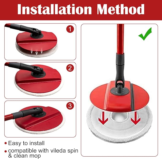 1 Pcs Red Fiber Rotating Adhesive Mop Head Replacement, Rotating Clean Mop Head Replacement - OneBag