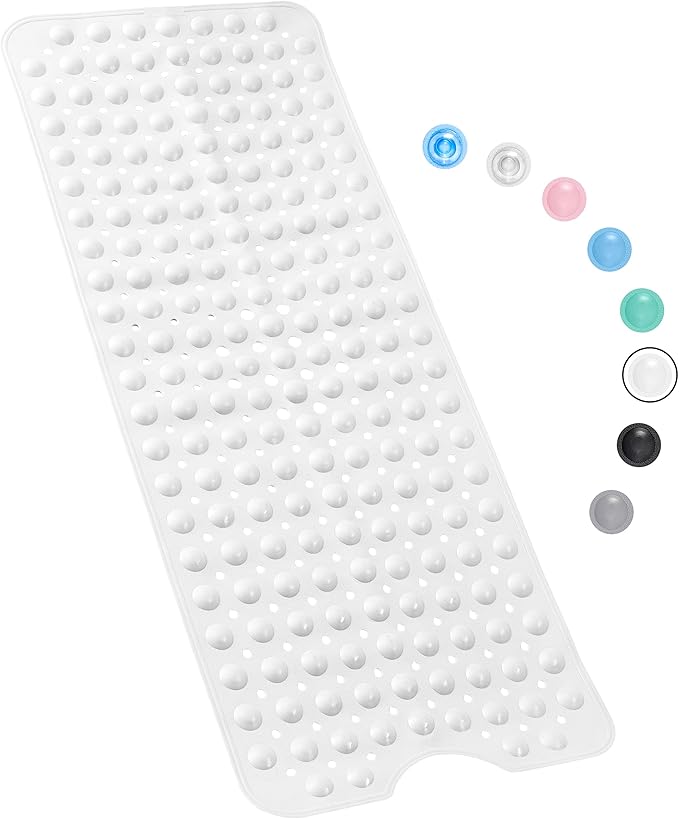 100 x 40 CM Non Slip Bath Mat, Bathtub Mat Non Slip, Easy Clean Non Slip Shower Mats, Sturdy Suction Cup Attaching, Comfortable for Feet, Draining Holes - OneBag
