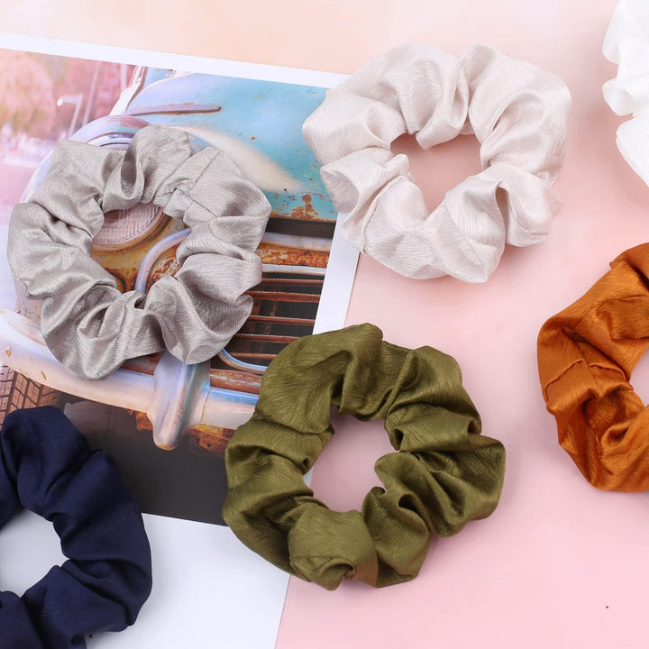 Silk Satin Hair Scrunchies, Silk Colourful Bobbles Elastic Hair Bands, Hair Tie (Pack of 12) - OneBag